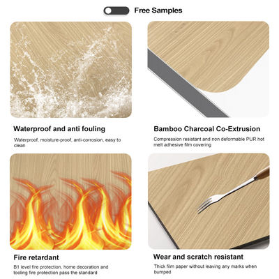 Bamboo Charcoal Wood Veneer Interior Decorative Panels Waterproof Flame Retardant