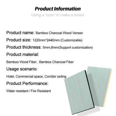 New Design Bamboo Charcoal Wood Veneer Waterproof And Fire-retardant Board For Indoor Decoration, Suitable For Corridor Ceilings