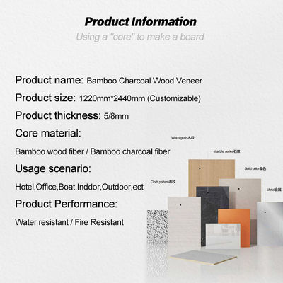 New Bamboo Charcoal Wood Veneer PET High Gloss White Marble Wall Paneling Waterproof Decorative Panel For Exhibition Halls