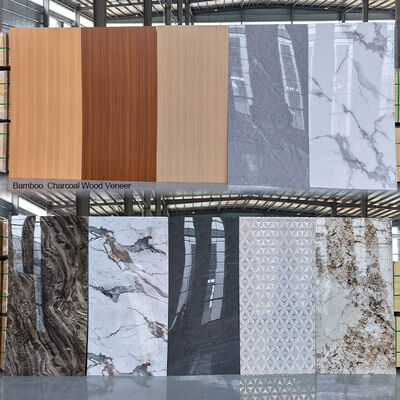 Fireproof PET Marble Wall Panel with Bamboo Charcoal Wood Veneer and E0 Grade Formaldehyde Emission for Customized Commercial Spaces