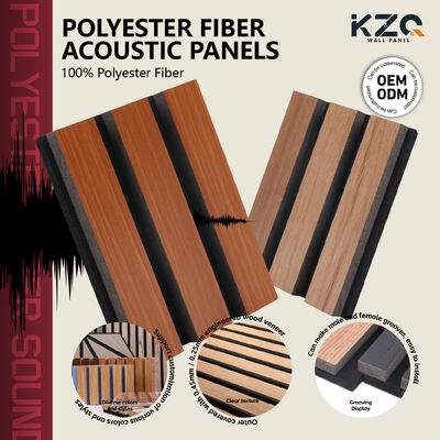 MDF Polyester Fiber Wood Slat Absorbing Soundproof Plate For Home Studio Piano Room