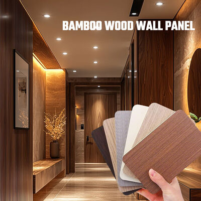 1200*2440 Houten Nerf Muurpaneel Binnen Decoratiepaneel Bamboevezel Muurpaneel Voor Hotel