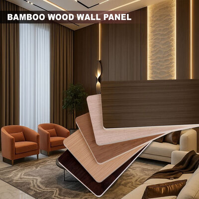 Moderne bamboe houten wandpaneel waterdicht houtnerf fineer bamboevezel wandpaneel